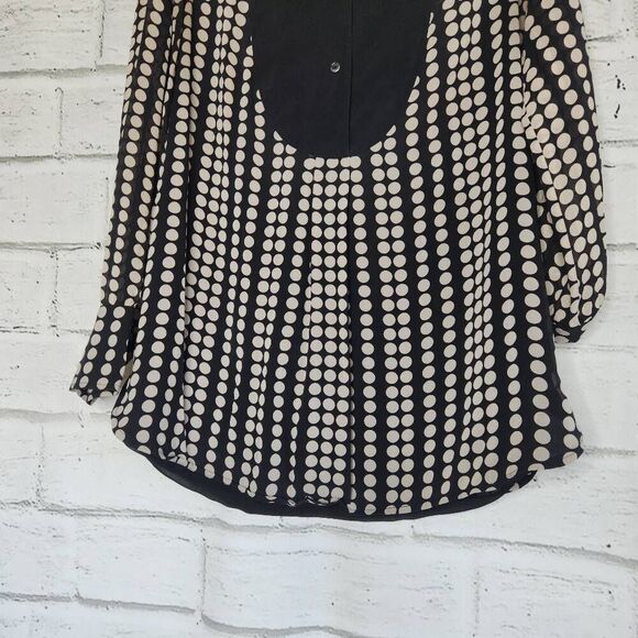 Tory Burch Womens Black Cream Polka Dot Silk Chiffon Tunic Blouse Size Small - Picture 3 of 14